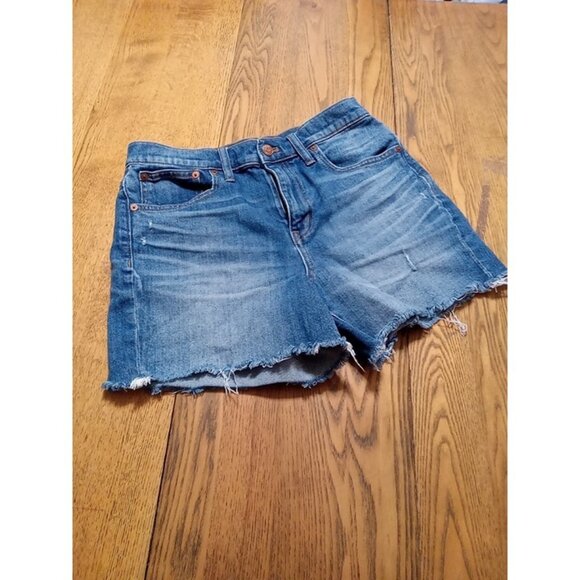 Madewell Pants - MADEWELL Jeans Shorts Womens 27 Blue HIGH RISE Preowned Summer Denim Raw Hem ?